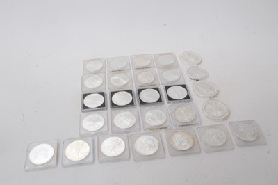 Lot 411 - U.S.A - Mixed 1oz fine silver Eagle One Dollar coins (27 coins)