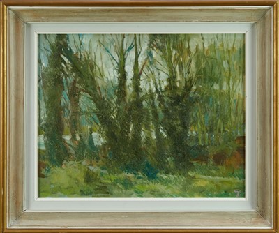 Lot 1404 - *Tom Coates (1941-2023) oil on canvas - Green Lane, initialled, 41cm x 51cm, framed