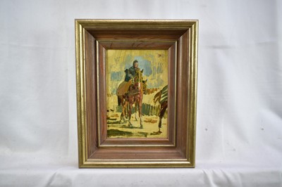 Lot 1401 - *Tom Coates (1941-2023) oil on board - Horse and Rider