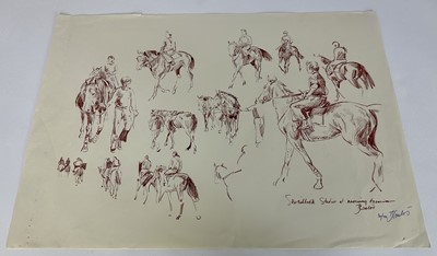 Lot 1405 - *Tom Coates (1941-2023) three sketches, Kimbolton Church, seated female nude and a townscape, 41cm x 51cm, together with a signed limited edition print, Morning Exercise, 34/100, each unframed (4)