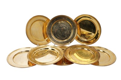 Lot 73 - A set of eight Sterling silver gilt side plates