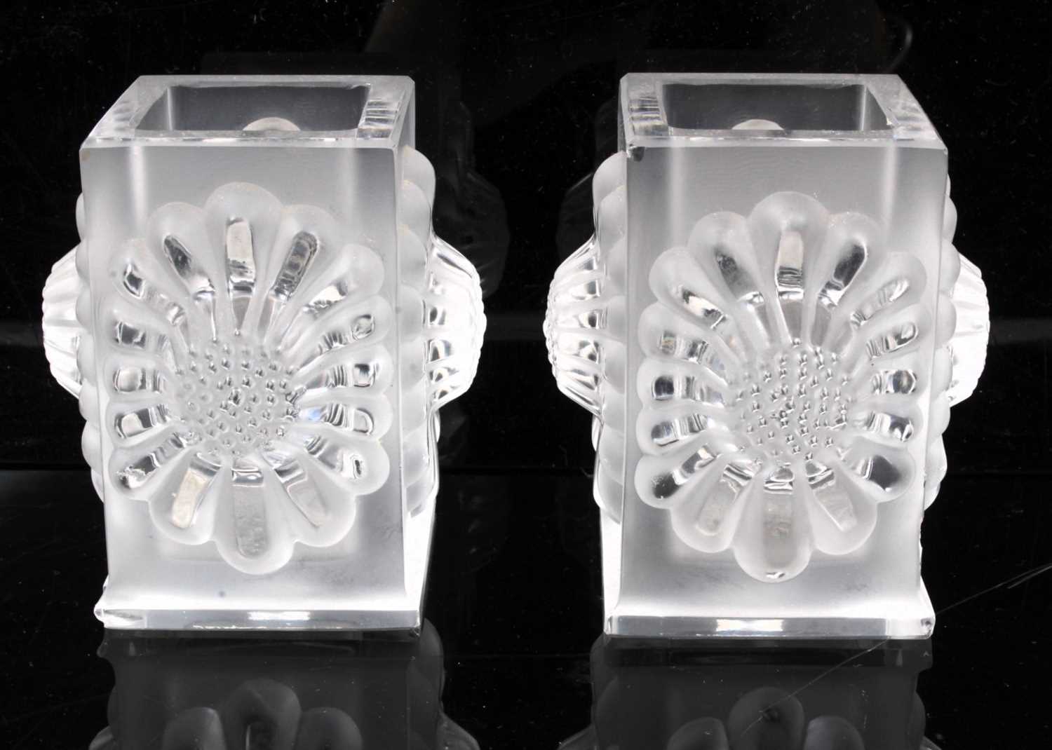 Lot 231 - A pair of Lalique square section vases