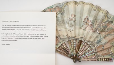 Lot 71 - H.M. Queen Victoria , fine hand painted silk fan