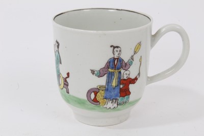 Lot 233 - Worcester coffee cup, printed and painted in Chinese style, circa 1756