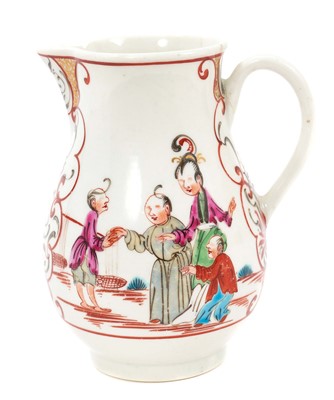 Lot 208 - Worcester sparrow beak milk jug, painted in Chinese style, circa 1770