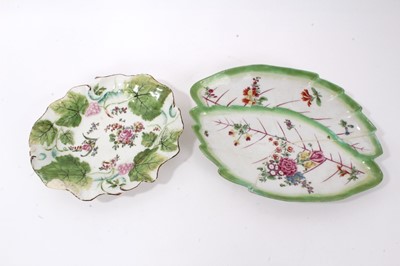 Lot 226 - Derby leaf moulded dish, and a Chelsea dish in the form of two overlapping leaves, circa 1760