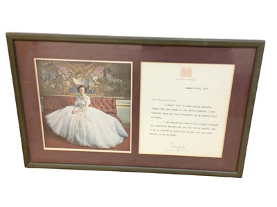 Lot 74 - Formerly the property of William Tallon R.V.M (Backstairs Billy), framed colour photograph of H.R.H. Princess Margaret in a ball gown