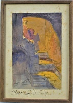 Lot 155 - Elijah Walton, British, 1832-1880. Grand Tour Plein Air watercolour and graphite on paper, study of a dwelling inside Mount Serbal, southern Sinai, Egypt. Signed to watercolour and titled margin “I...