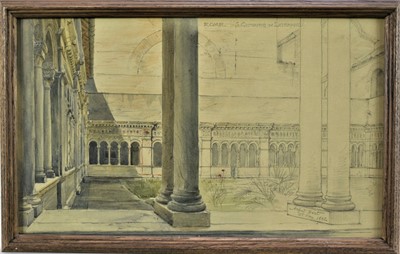 Lot 151 - Alfred Henry Hart, British, 1866-1953. Grand Tour Plein Air watercolour and graphite on paper, interior study of Basilica di San Giovanni In Laterano, Rome. Titled upper right, signed and dated lo...