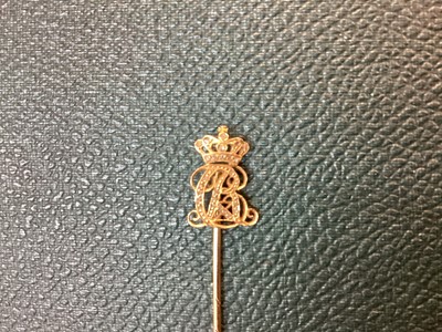 Lot 146 - 19th century Continental Royal presentation gold and diamond stick pin, Charles X of France