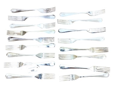 Lot 152 - H.M. Royal Yacht Britannia, seventeen silver plated dinner forks with crowned ER II Royal ciphers to handles