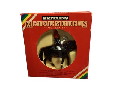 Lot 168 - Britains Regimental Mounted Hand Painted Metal Models including Her Majesty Queen Elizabeth No.7332, 3 Lifeguards No.7205 & No.7228, Lifeguard Standard Bearers No.7246 (x6), Lifeguard Trumpter No.7...