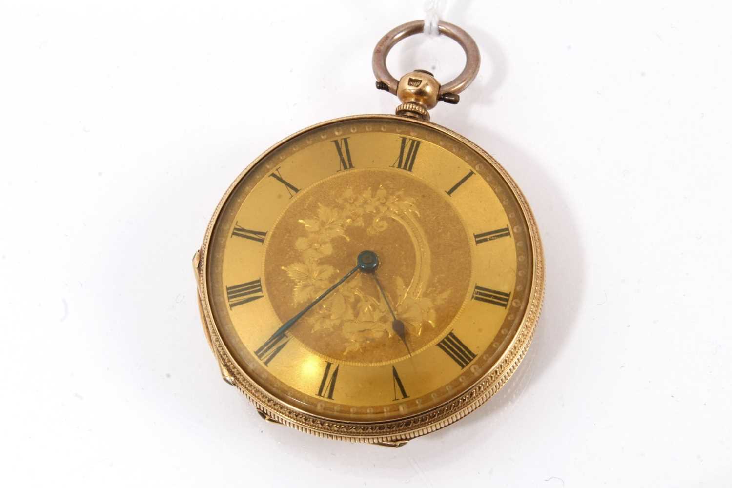 Lot 893 Swiss 18k gold key wind fob watch