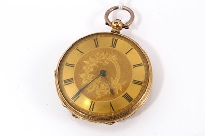 Lot 893 - Swiss 18k gold key wind fob watch