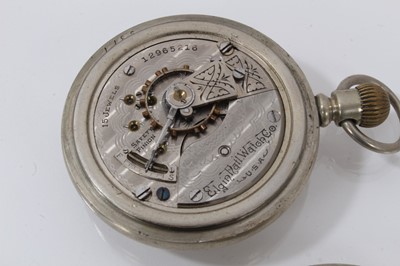 Lot 898 - Large Elgin nickel pocket watch and gold plated pocket watch