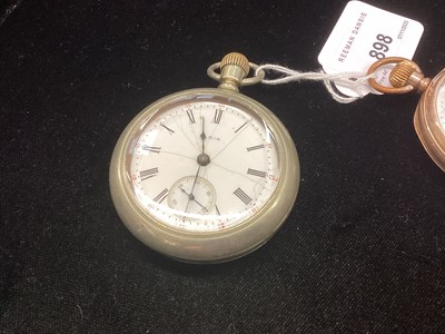 Lot 898 - Large Elgin nickel pocket watch and gold plated pocket watch