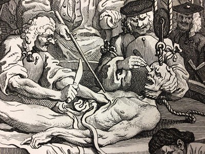 Lot 82 - After William Hogarth (1697-1764), a set of engravings of the Four Stages of Cruelty, featuring such delightful scenes as the torture of a dog, the beating of a horse, murder and mutilation