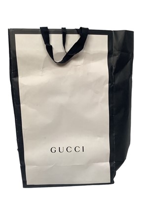 Lot 2073 - Gucci multicoloured python tote bag with removable tassel and chain shoulder strap, interlocking GG logo stitching.  Soft bag and paper carrier bag both Gucci. 308982  001998