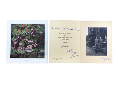 Lot 81 - H.R.H. Princess Mary The Princess Royal and Countess of Harewood, two signed and inscribed Christmas cards for 1945 and 1946 (2)