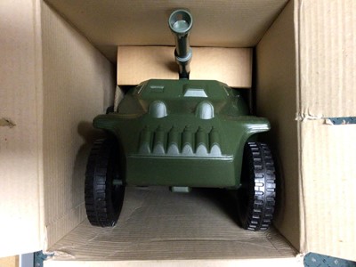 Lot 85 - Palitoy Action Man German Arrmoured Car with revolving turret & opening hatches, boxed with internal packaging & Poster (1)