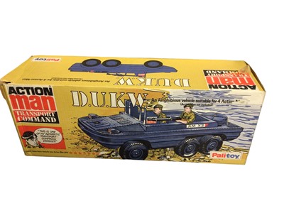 Lot 86 - Palitoy Action Man D.U.K.W with blue six wheel body, removable windscreen & Lewis Gun, boxed (1)