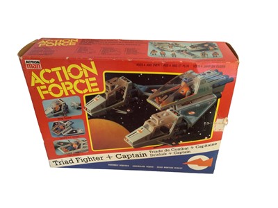 Lot 89 - Palitoy Action Man Action Force Traid Fighter & Captain, boxed (sellotape damage), plus loose terrain space vehicle (2)