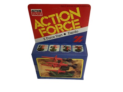 Lot 91 - Palitoy Action Man Action Force Z Force Defence Systems including Dart, Lance & Shaft, all boxed (3)