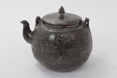 Lot 505 - Late 19th century Japanese silver choshi (sake pot) wine pot of bulbous form