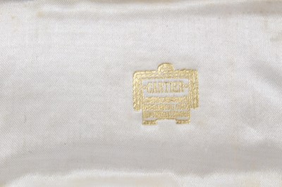 Lot 581 - 1940s Cartier ladies' Art Deco combined silver cigarette case and compact in original leather covered case