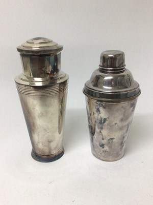 Lot 114 - Two silver plated cocktail shakers, Dunhill and Mappin & Webb