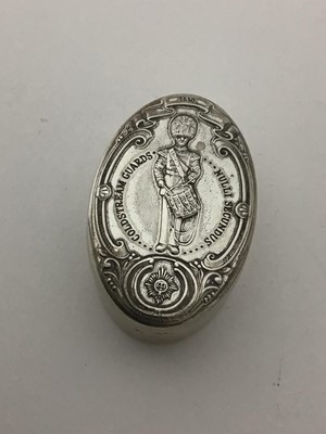 Lot 113 - Contemporary silver Coldstream Guards pill box