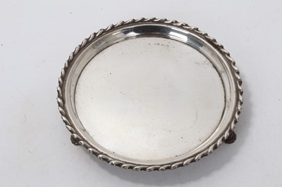 Lot 432 - Edwardian silver card tray with rope border.