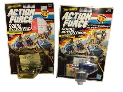 Lot 221 - Hasbro c1987 Action Force Cobra Action Packs including Earth Borer No.6610, Pom-Pom Gun No.6608 (x2). & Mountain Climber No.6611, all punched cards with blister packs (4)