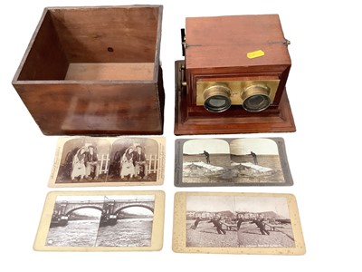 Lot 2436 - Mahogany stereo viewer and cards