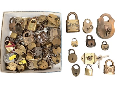 Lot 2454 - Collection of over 50 Victorian and later padlocks, some with keys