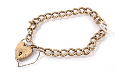 Lot 841 - 9ct yellow gold curb link bracelet with padlock clasp, approximately 21cm.