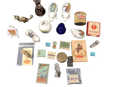 Lot 2472 - Collection of miniature animals,crested china, miniature items and badges