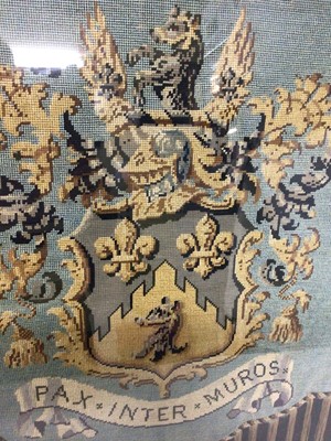 Lot 81 - Antique embroidered banner, coat of arms