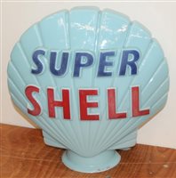 Lot 2957 - 1950s Shell Super blue moulded glass petrol...