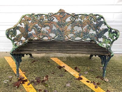 Lot 1603 - 19th century iron garden bench of fern leaf pattern