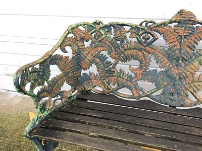 Lot 1603 - 19th century iron garden bench of fern leaf pattern