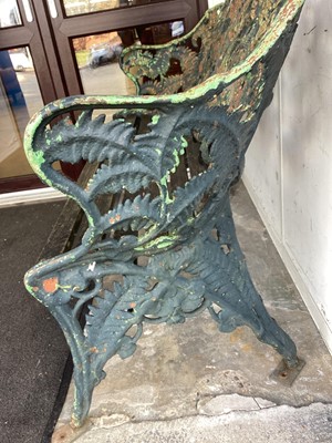 Lot 1603 - 19th century iron garden bench of fern leaf pattern