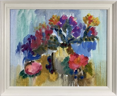 Lot 196 - Annelise Firth (b.1961) oil on canvas - 'Camelia in Bloom', 38.5cm x 48.5cm, signed, titled and dated 2023 verso, framed