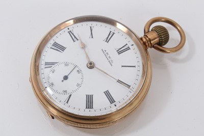 Lot 885 - Two Waltham pocket watches in gold plated cases, a Victorian silver pocket watch and a Swiss silver fob watch (4)