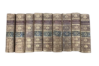 Lot 1024 - Bell's works of Shakespeare, in nine volumes 1788, mottled calf bindings