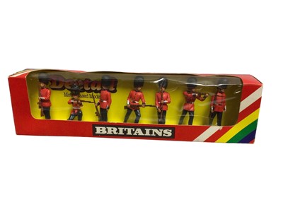 Lot 178 - Britains Deetail Collections in perplex display cases including Royal Marines Colour Party, Royal Marines Drums and Bugles & Scots Guards Drums & Bugles, plus Scots Guards No.7256 and The Queens Si...