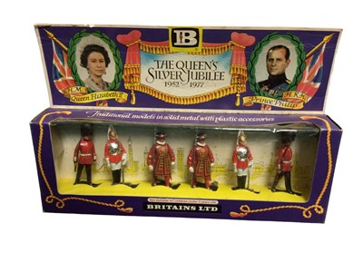 Lot 178 - Britains Deetail Collections in perplex display cases including Royal Marines Colour Party, Royal Marines Drums and Bugles & Scots Guards Drums & Bugles, plus Scots Guards No.7256 and The Queens Si...