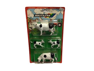 Lot 182 - Britains Farm Animals & Accessories including Cows No.7170 (x4), Sheep & Penns No.7169 (x4) & Accessories No.7168 (x2), all on card (4 unpunched) with blister packs (10)