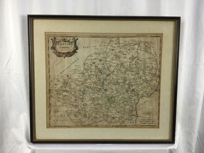 Lot 305 - Antique map of Hertfordshire by Robert Morden, 36cm x 43cm, in glazed frame