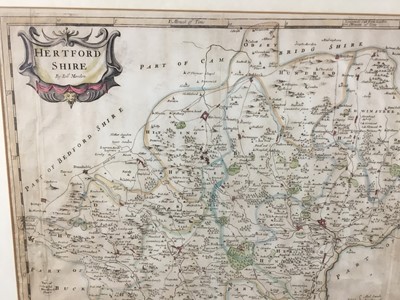 Lot 305 - Antique map of Hertfordshire by Robert Morden, 36cm x 43cm, in glazed frame